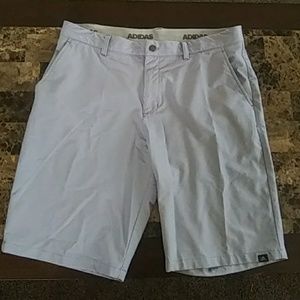 Adidas blue and white pinstripe shorts